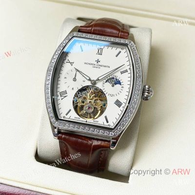 High Quality Replica VACHERON CONSTANTIN Malta Different Colors Leather Strap Different Colors Face Dial Different Colors Stainless Steel Case Watch 42*12mm
